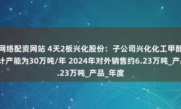 网络配资网站 4天2板兴化股份：子公司兴化化工甲醇装置设计产能为30万吨/年 2024年对外销售约6.23万吨_产品_年度