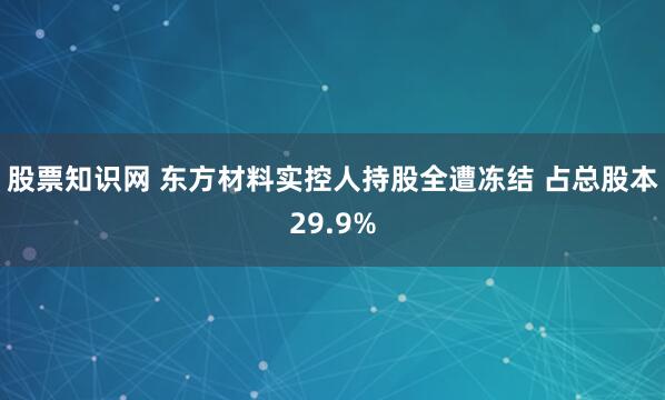 股票知识网 东方材料实控人持股全遭冻结 占总股本29.9%