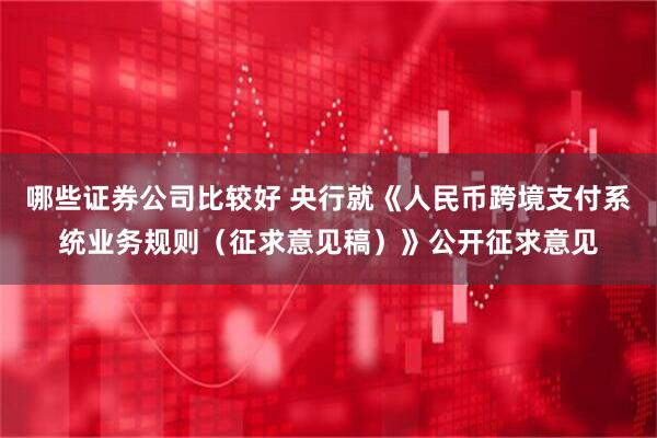 哪些证券公司比较好 央行就《人民币跨境支付系统业务规则（征求意见稿）》公开征求意见
